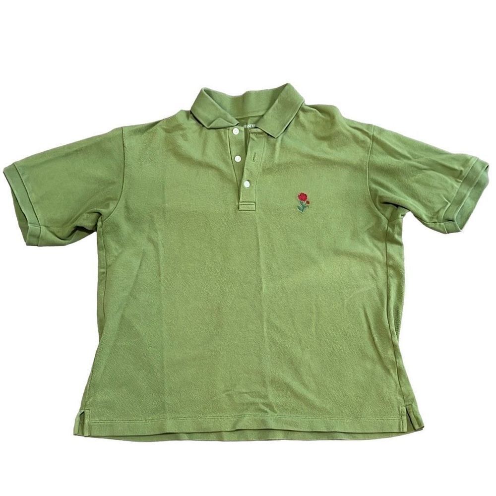 J.W. Anderson for UNIQLO Women Green Short Sleeve Polo Shirt Top Size Medium
